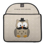 Owl with Moustache and Hat MacBook Pro Sleeve
