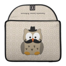Owl with Moustache and Hat MacBook Pro Sleeve