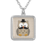 Owl with Moustache and Hat necklaces