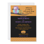 Owl with Skull Eyepatch Halloween Birthday Invitat Personalized Invitations