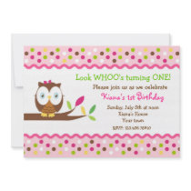 Owl Woodland Bird Birthday Party Invitations