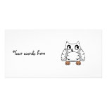 Owl zebra in white and grey photo card template