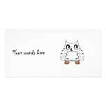 Owl zebra in white photo card