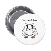 Owl zebra in white pinback button