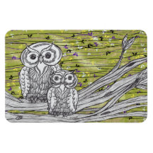 Owls and Butterflies 2 Large Magnet