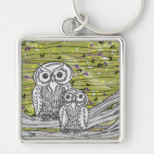 Owls and Butterflies Keychain