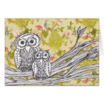 Owls and Peacocks greeting card