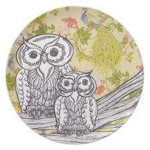 Owls and Peacocks Plate