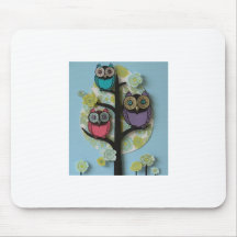 owls in a tree mouse pad