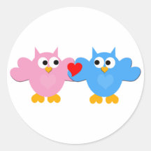 Owls in Love Round Sticker
