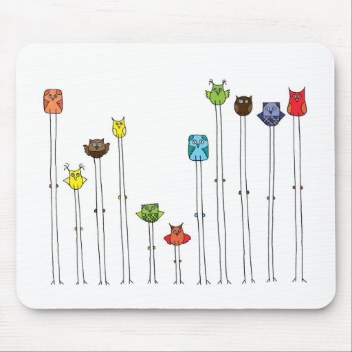 Owls In Multicolors Mouse Pads