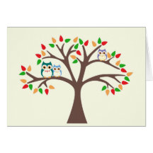 Owls in the All Season Tree Greeting Cards