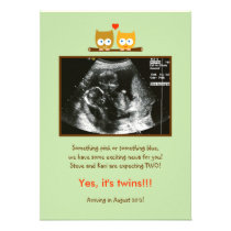 Owls Photo Pregnancy Announcement invitations