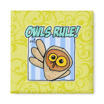 owls rule fridge magnets