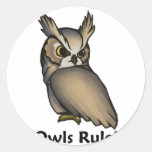 Owls Rule! Round Stickers