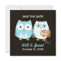 Owls Wedding Bride and Groom - Save the Date Personalized Invite
