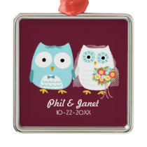 Owls Wedding Couple - Adorable Bride and Groom Ornament