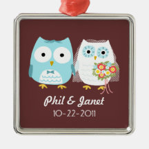 Owls Wedding Couple - Adorable Bride and Groom Ornament