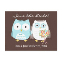 Owls Wedding Save the Date Cute Bride and Groom Postcards