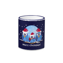 Owls with Santa hats mug