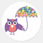 owlUmberella Round Stickers