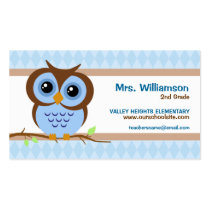 Owly Blue Teacher Business Cards business cards