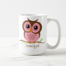 Owly Pink Personalized Mug