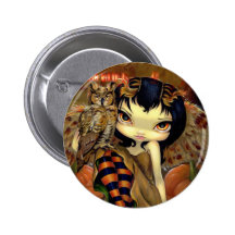"Owlyn in Autumn" Button