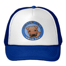 Owned by A Shar Pei - Red Coat with Mask - Bluei Hats