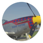 P51 Mustang, nose cone/propeller showing nose art Round Stickers