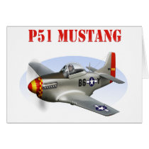P51 Mustang Silver-Red/Yellow Plane Card