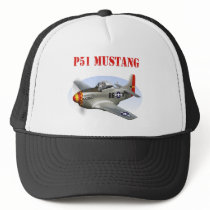 P51 Mustang Silver-Red/Yellow Plane Mesh Hat