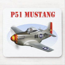 P51 Mustang Silver-Red/Yellow Plane Mouse Pads