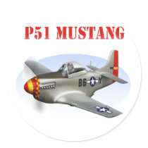 P51 Mustang Silver-Red/Yellow Plane Sticker