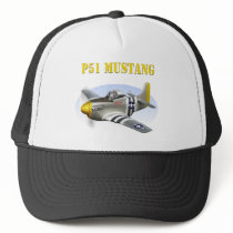 P51 Mustang Silver-Yellow Plane Trucker Hat