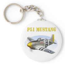 P51 Mustang Silver-Yellow Plane Keychains