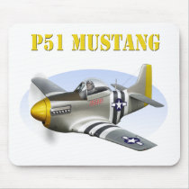 P51 Mustang Silver-Yellow Plane Mouse Pad