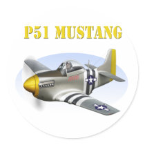 P51 Mustang Silver-Yellow Plane Stickers