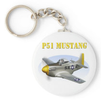 P51 Silver-Yellow Plane Keychain