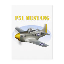 P51 Silver-Yellow Plane Postcard