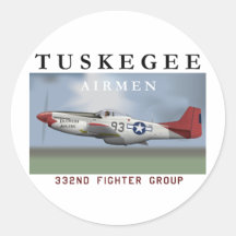P51D 332nd Fighter Group Round Stickers