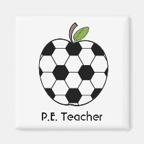 P.E. Teacher Soccer Ball Apple Magnet magnets