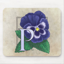 P for Pansy Flower Monogram Mousepad