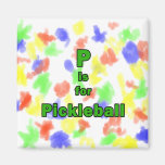 p is for pickleball green black.png refrigerator magnet