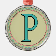 P MONOGRAM CHRISTMAS TREE ORNAMENTS