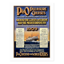 P&O Pleasure Cruises - Vintage Travel Poster Post Cards