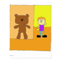 P Teddy Hiding postcards