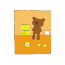 P Teddy With Ball postcards