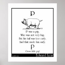 P was a pig print