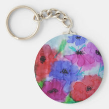 ©  P Wherrell Beautiful Fine Art painting anemones Key Chain